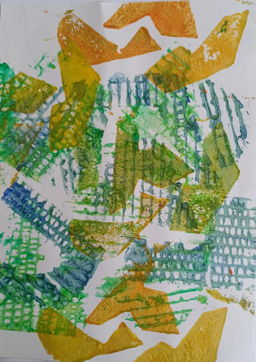 Abstracts, EM-001 — Monotype with acrylic on paper