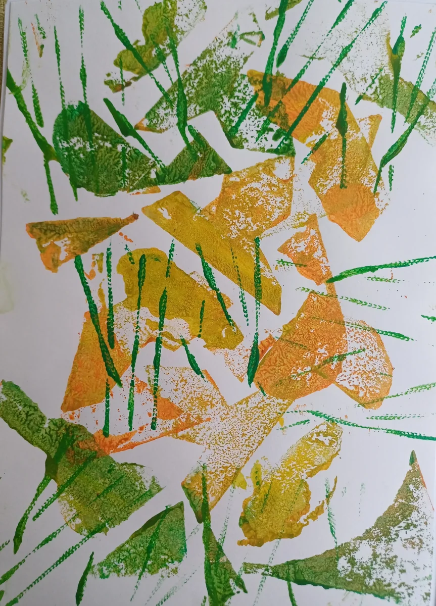 Abstracts, EM-002 — Monotype with acrylic on paper