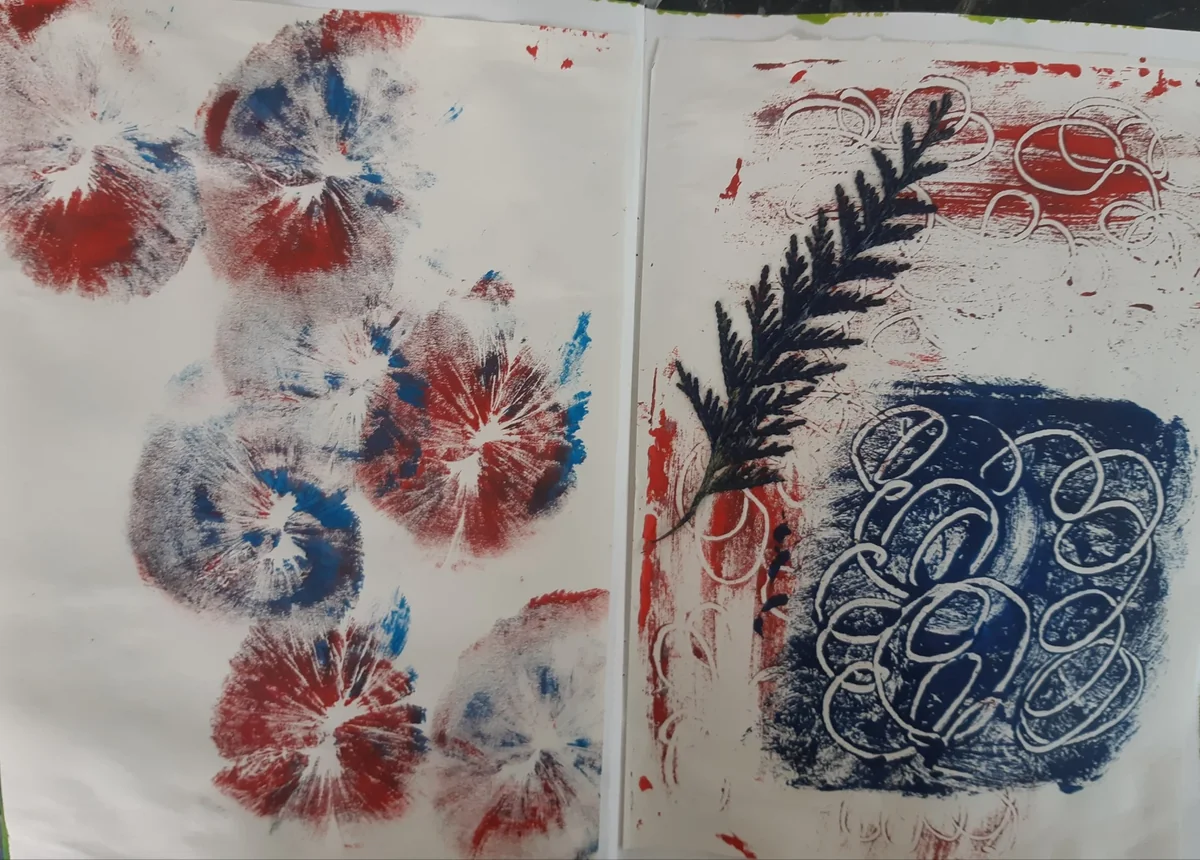 Nature & landscapes, EM-045 — Acrylic with plastic on paper