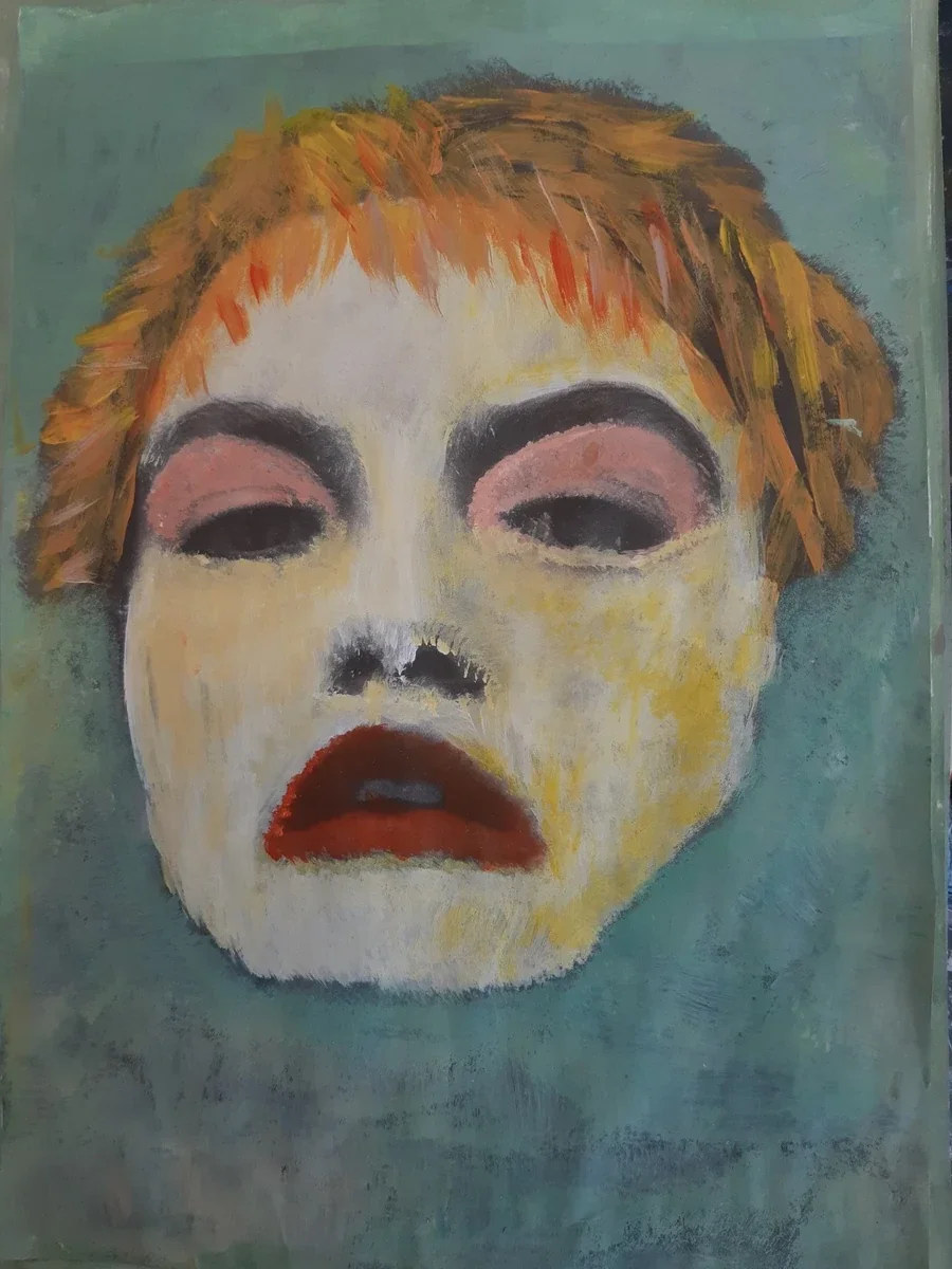 Human figures, EM-071 — Painted picture with acrylic on paper