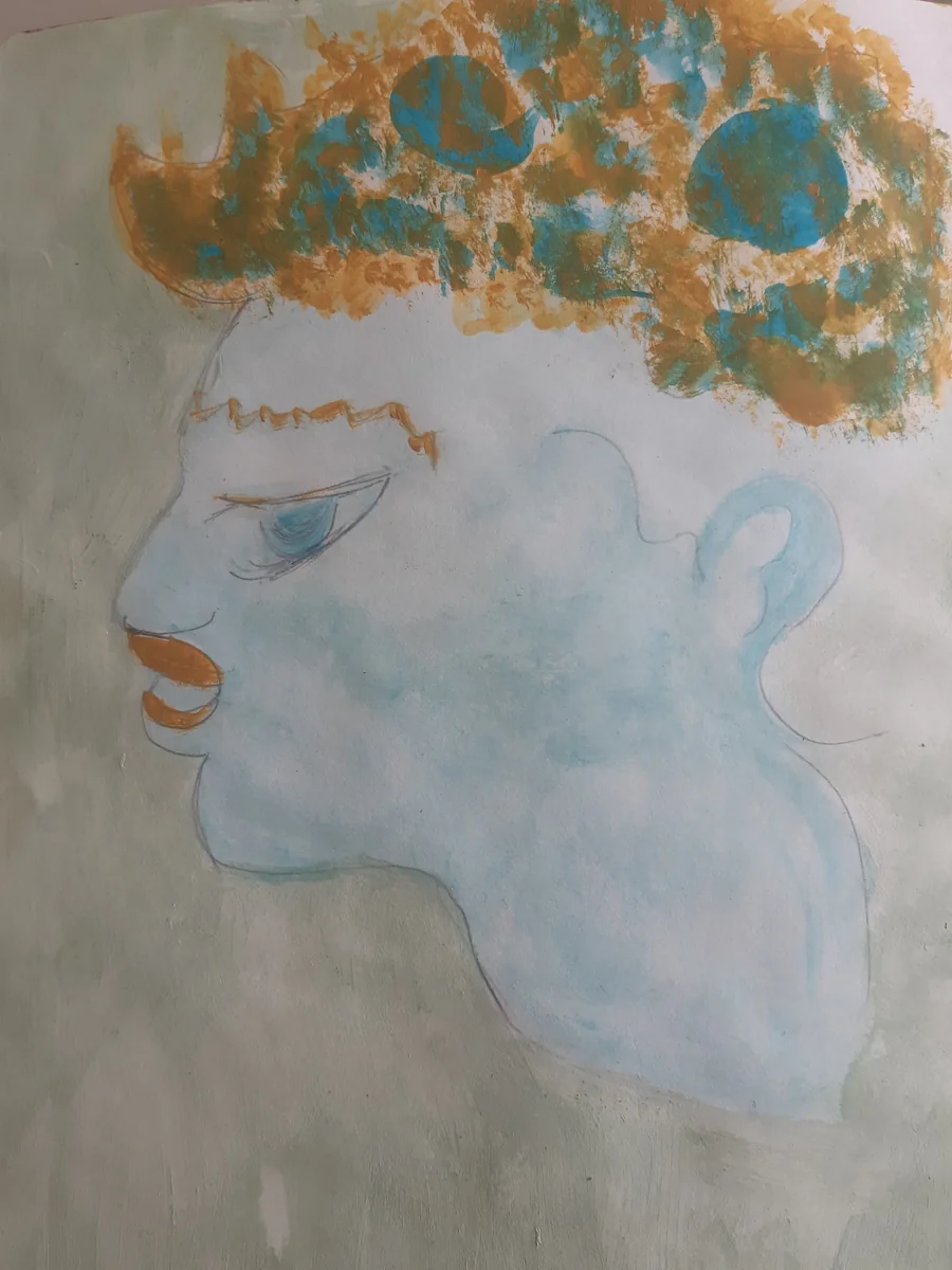 Human figures, EM-072 — Pencil and acrylic on paper