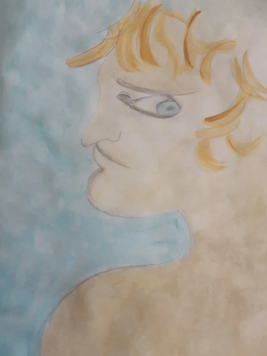 Human figures, EM-073 — Pencil and acrylic on paper