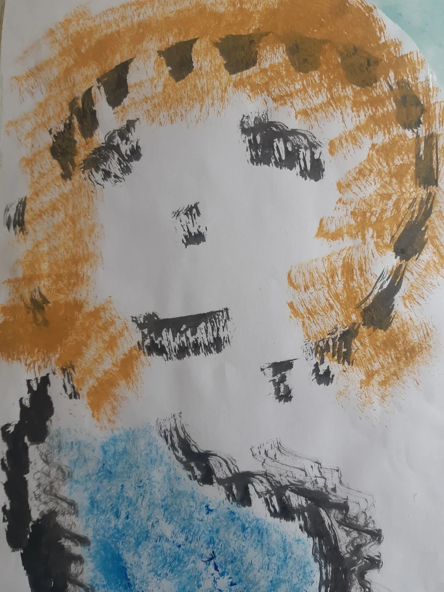 Human figures, EM-077 — Acrylic and Chinese ink on paper