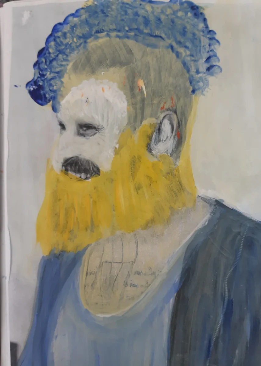 Human figures, EM-078 — Painted picture with acrylic on paper