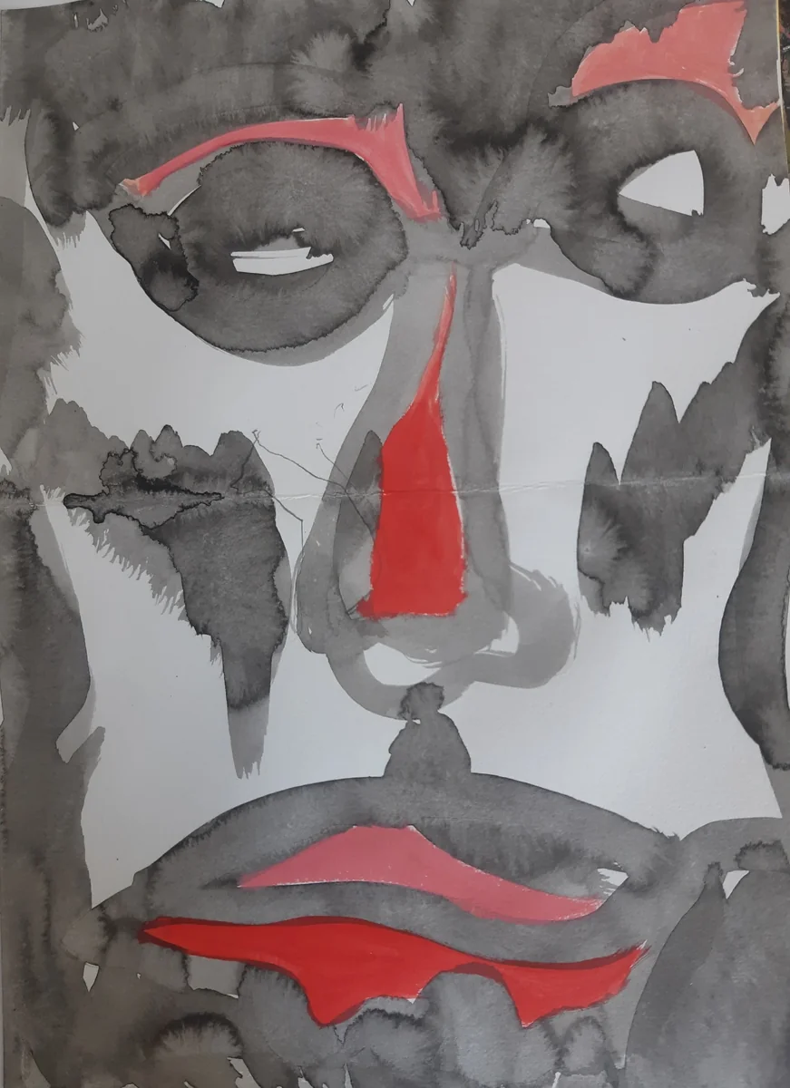 Human figures, EM-083 — Acrylic and Chinese ink on paper