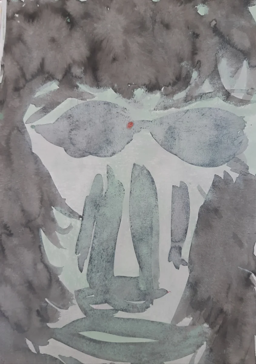 Human figures, EM-084 — Acrylic and Chinese ink on paper