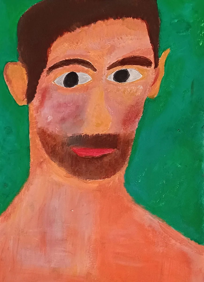 Human figures, EM-092 — Acrylic and oil pastels on paper