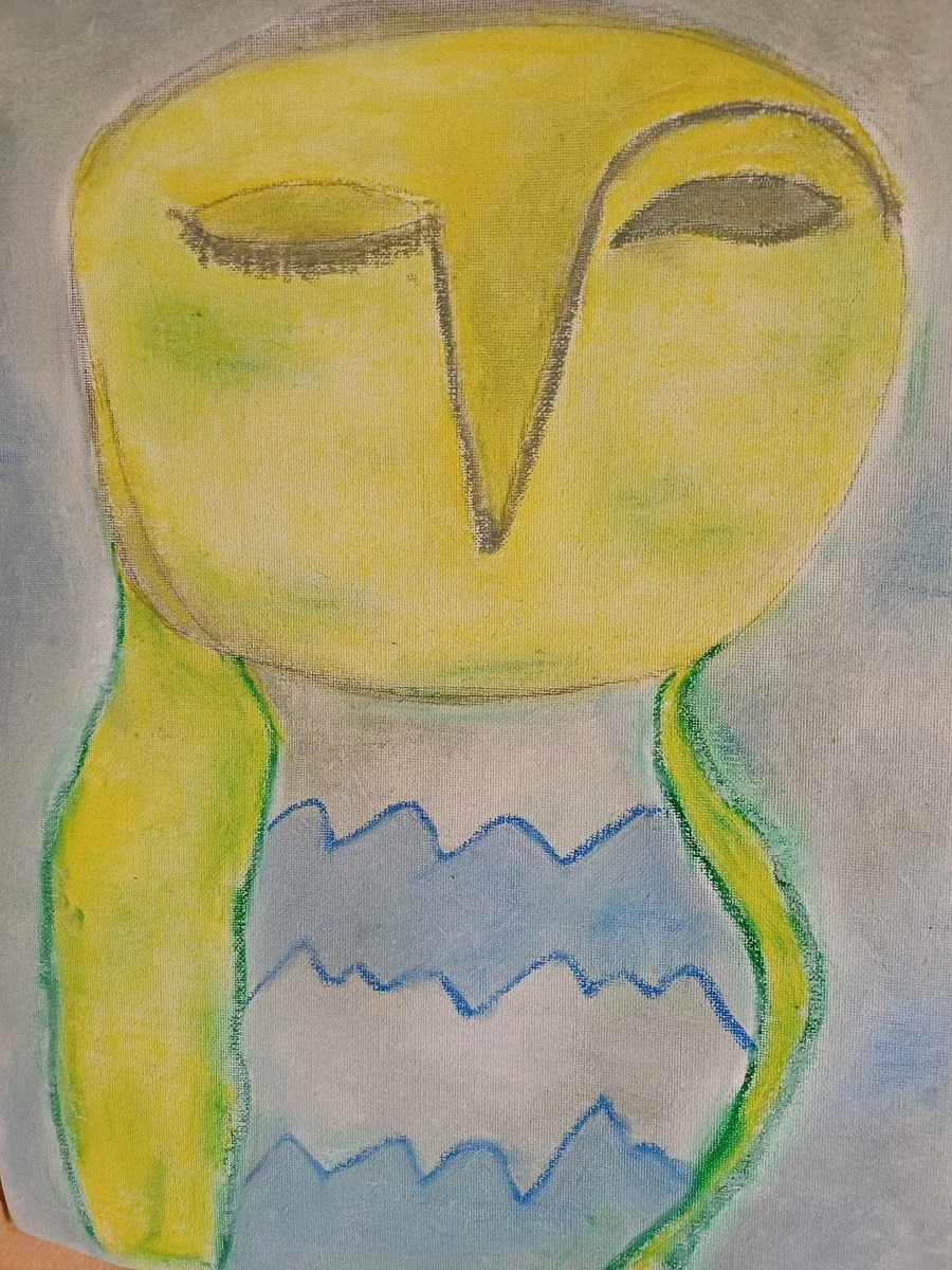Human figures, EM-094 — Acrylic and oil pastels on paper