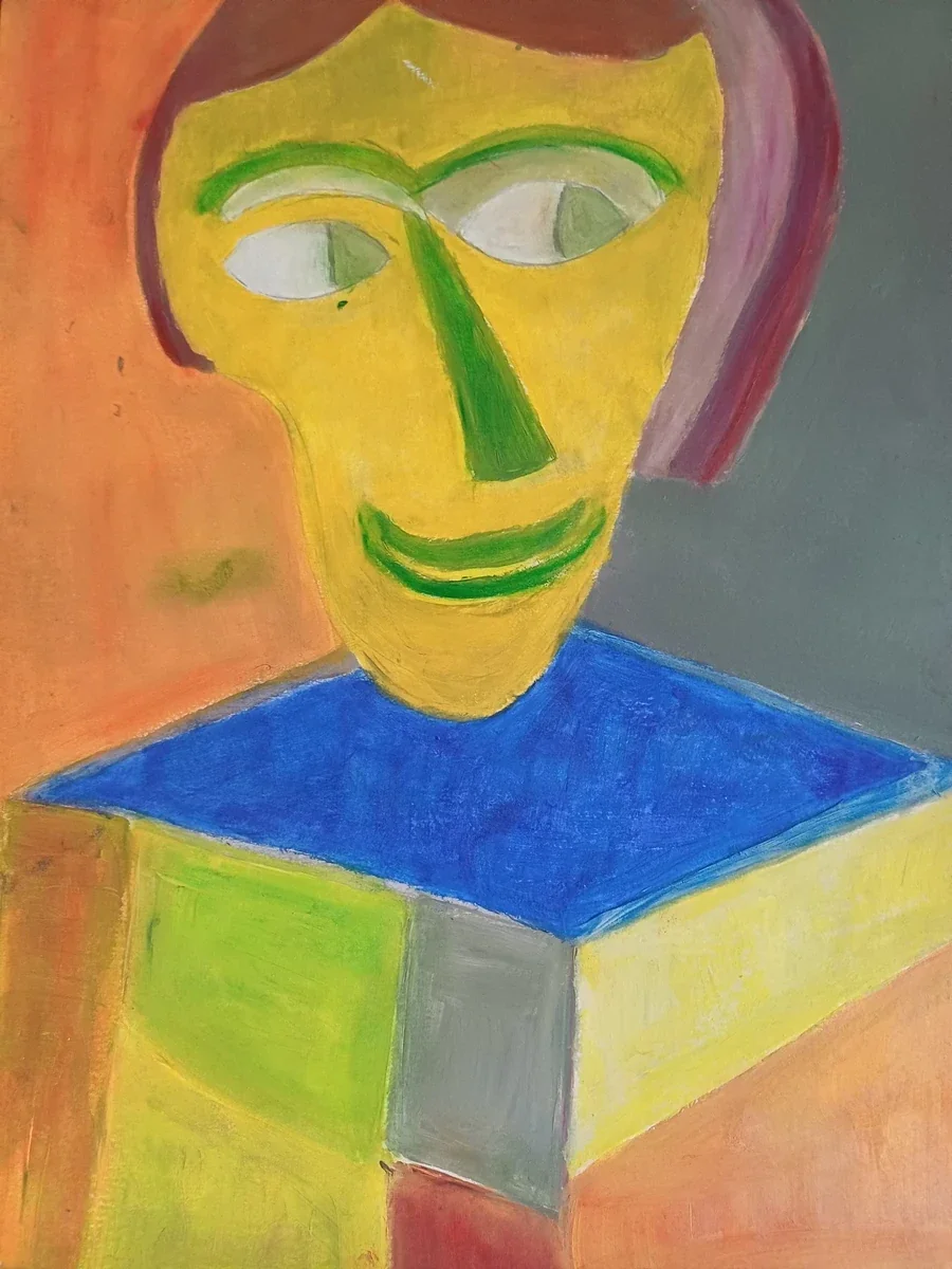 Human figures, EM-095 — Acrylic on cardboard