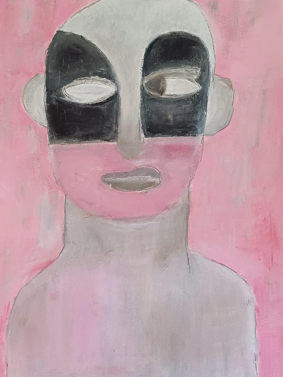 Human figures, EM-096 — Acrylic and oil pastels on paper
