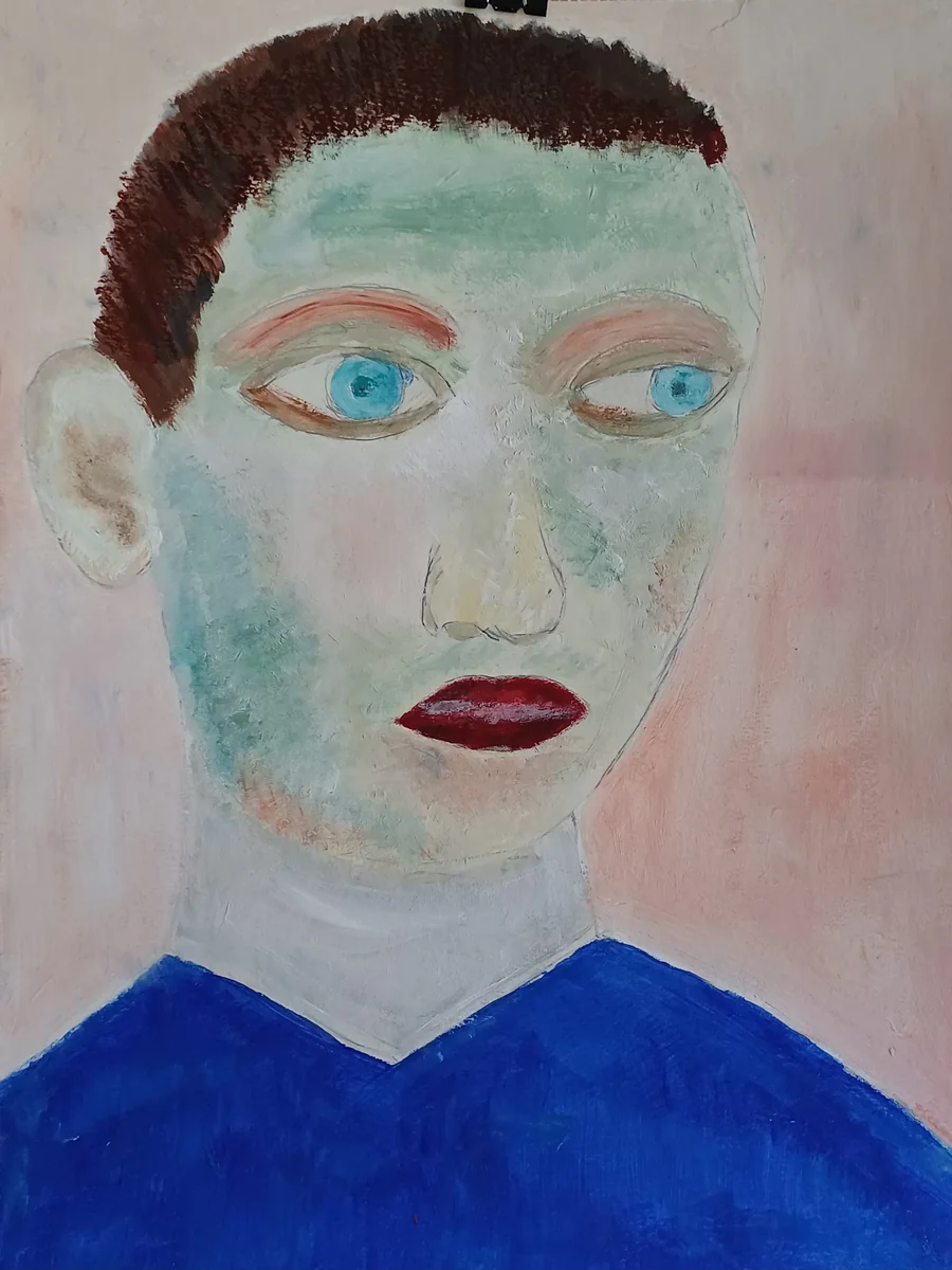 Human figures, EM-097 — Acrylic and oil pastels on paper