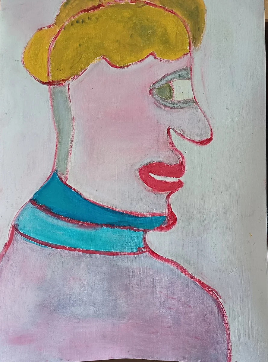 Human figures, EM-100 — Acrylic and oil pastels on paper