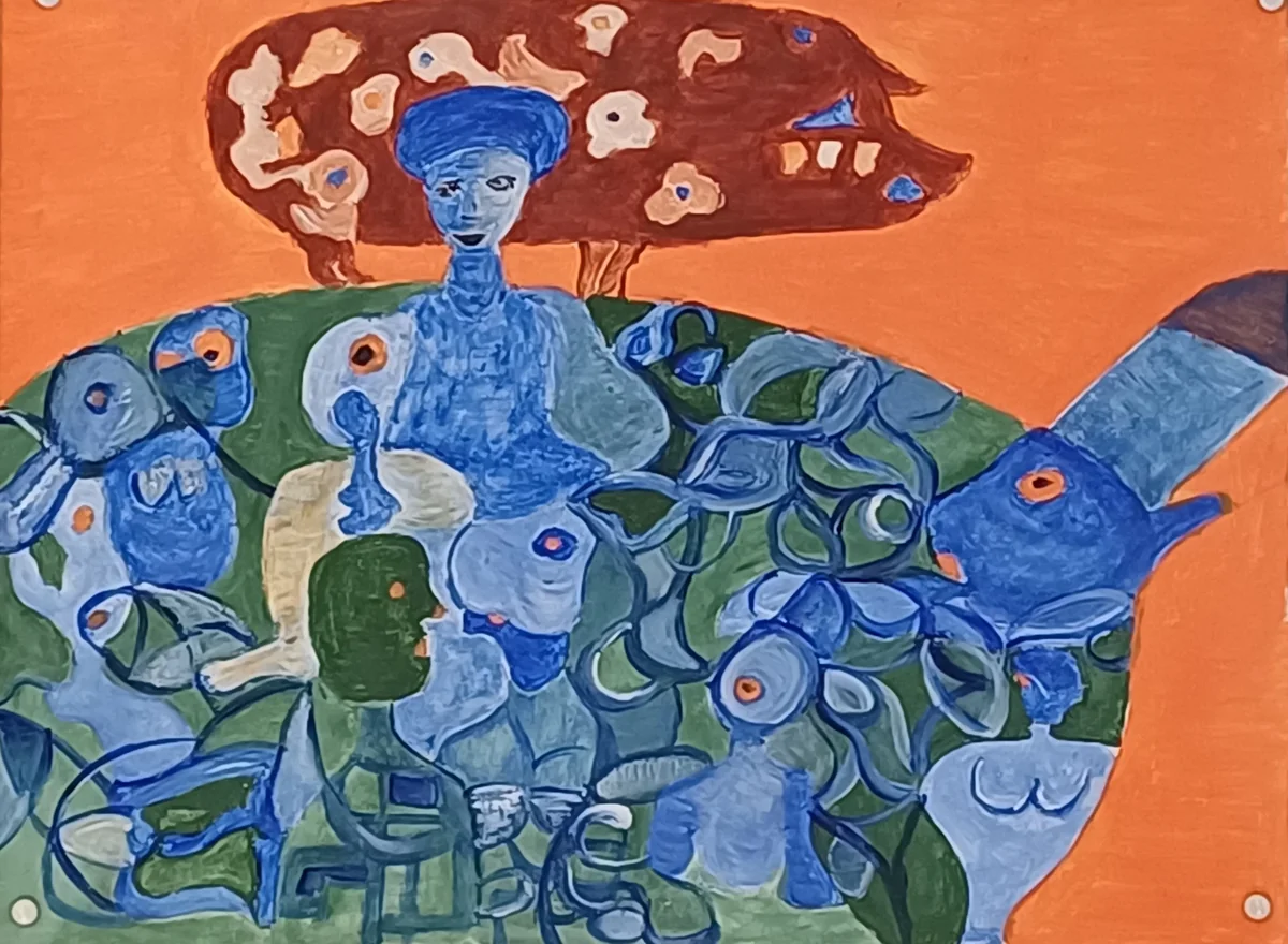 Human figures, EM-104 — Acrylic on cardboard
