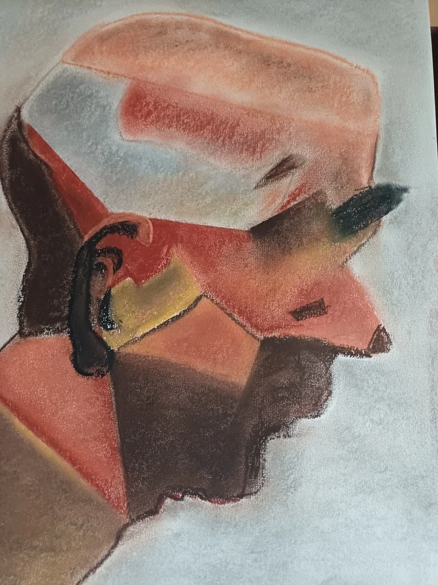 Human figures, EM-105 — Pastel on cardboard