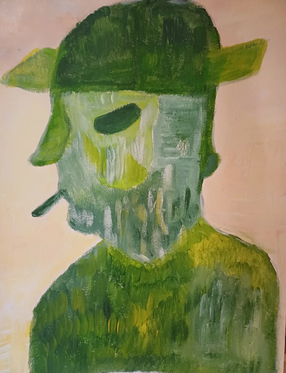 Human figures, EM-107 — Acrylic on cardboard