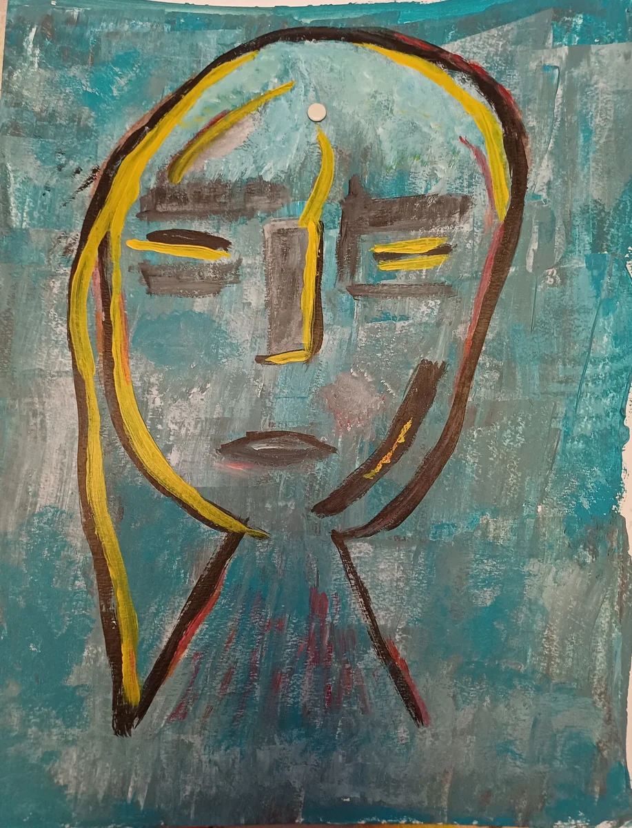Human figures, EM-108 — Acrylic on cardboard