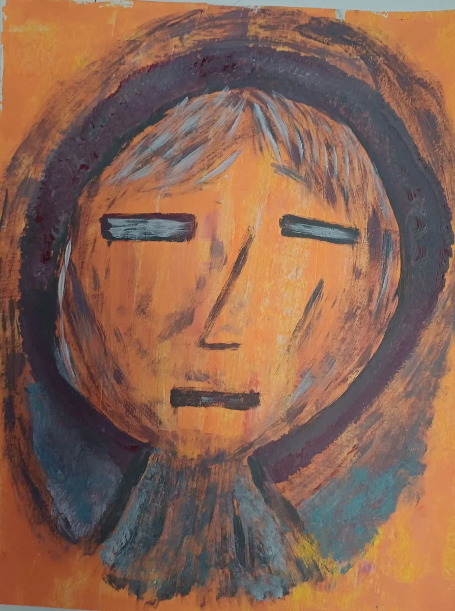 Human figures, EM-109 — Acrylic on cardboard