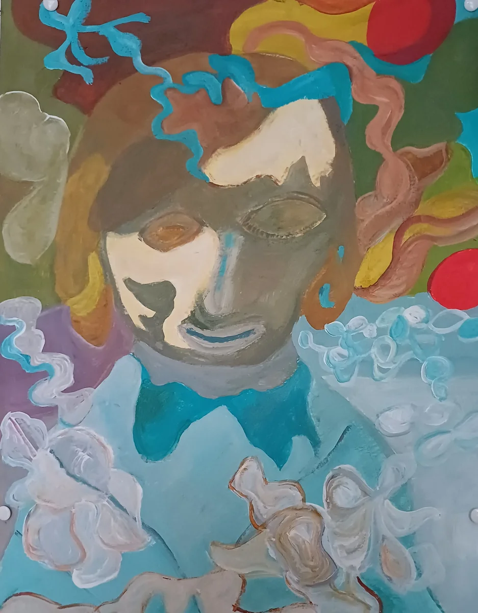 Human figures, EM-110 — Acrylic on cardboard