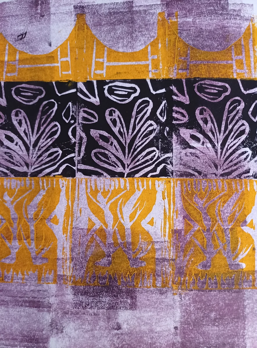 Prints, EM-124 — Linocut print with ink on paper