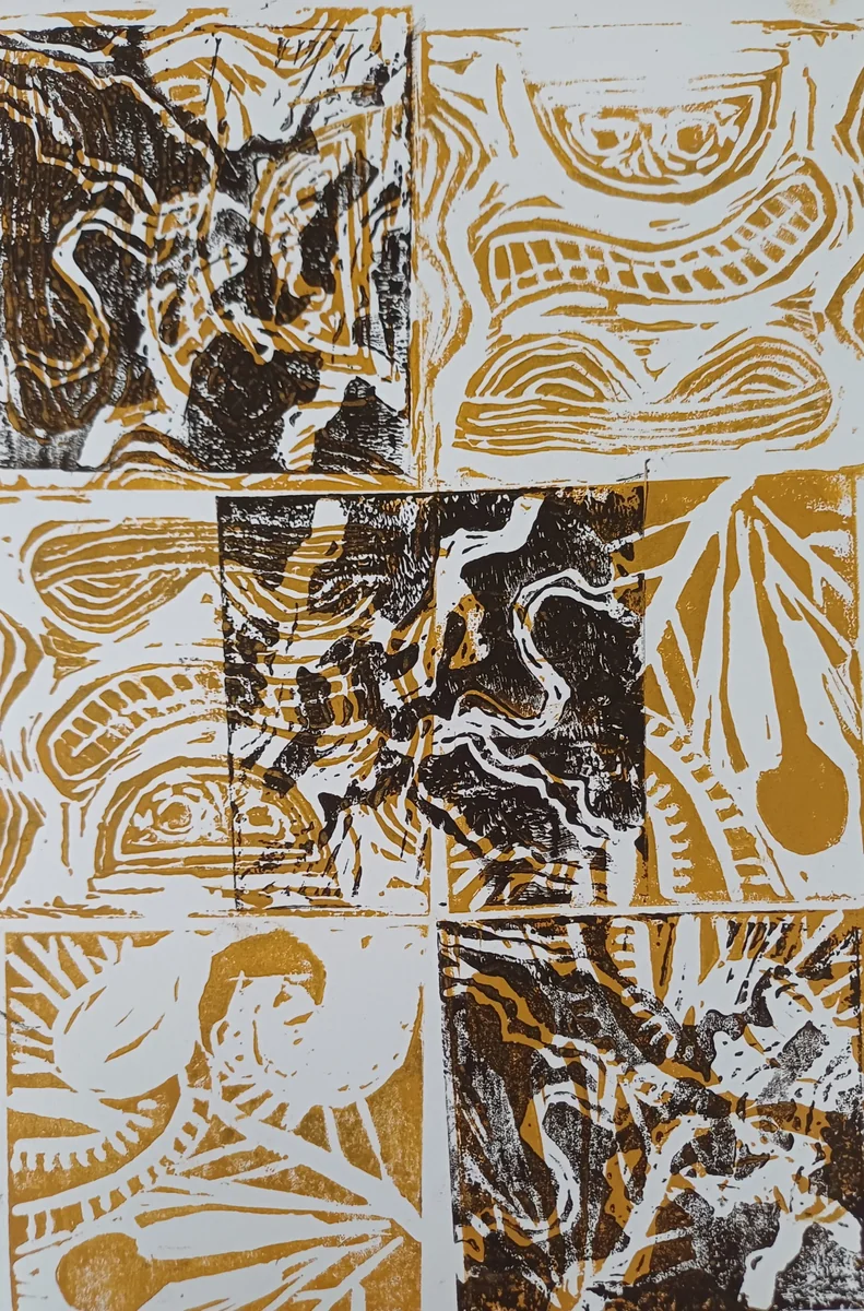 Prints, EM-125 — Linocut print on paper