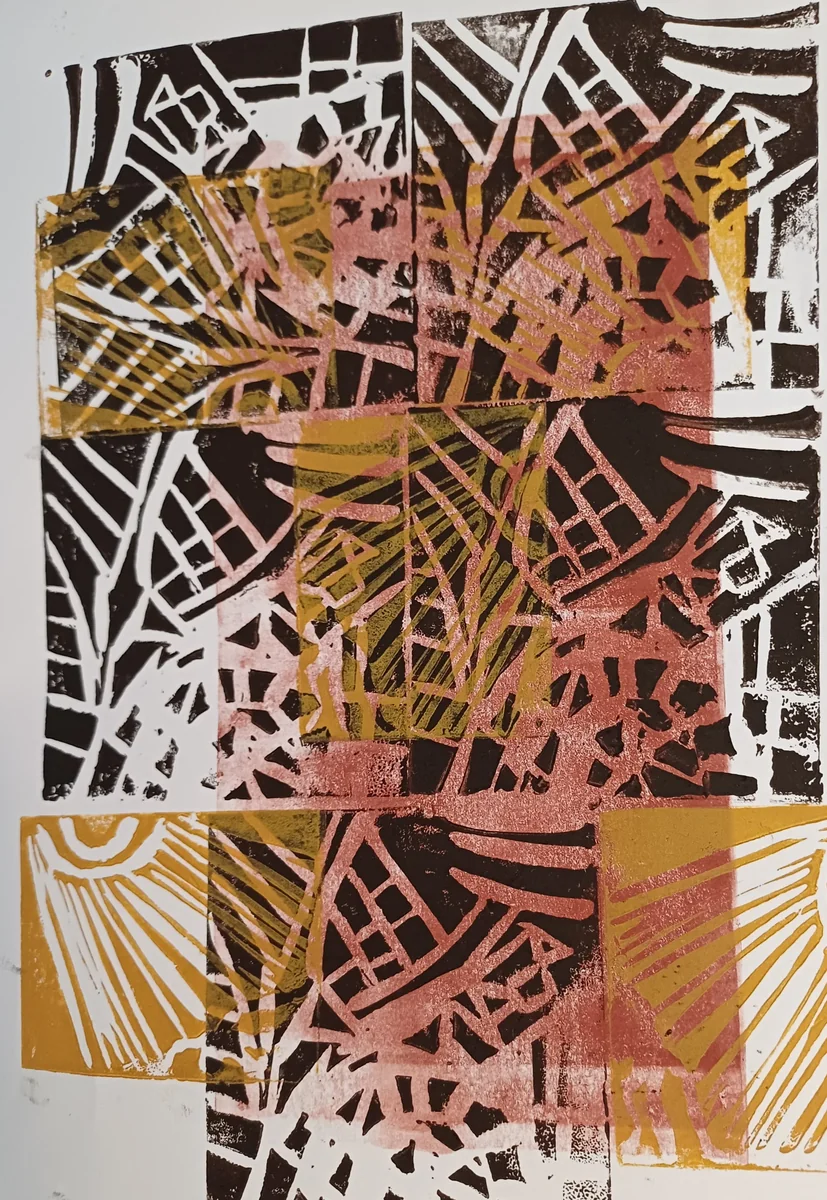 Prints, EM-131 — Linocut print with ink on paper