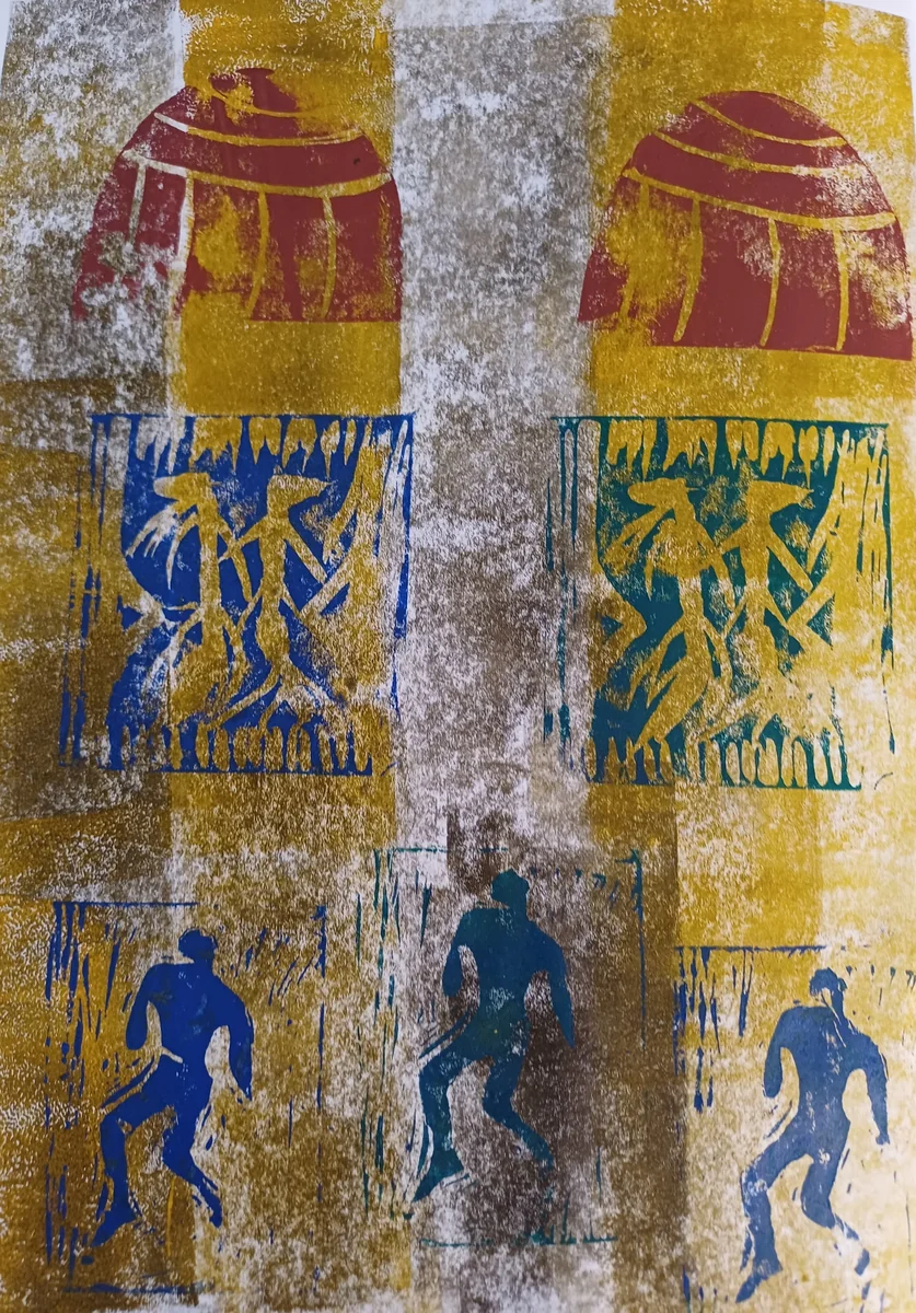 Prints, EM-133 — Linocut print with ink on paper
